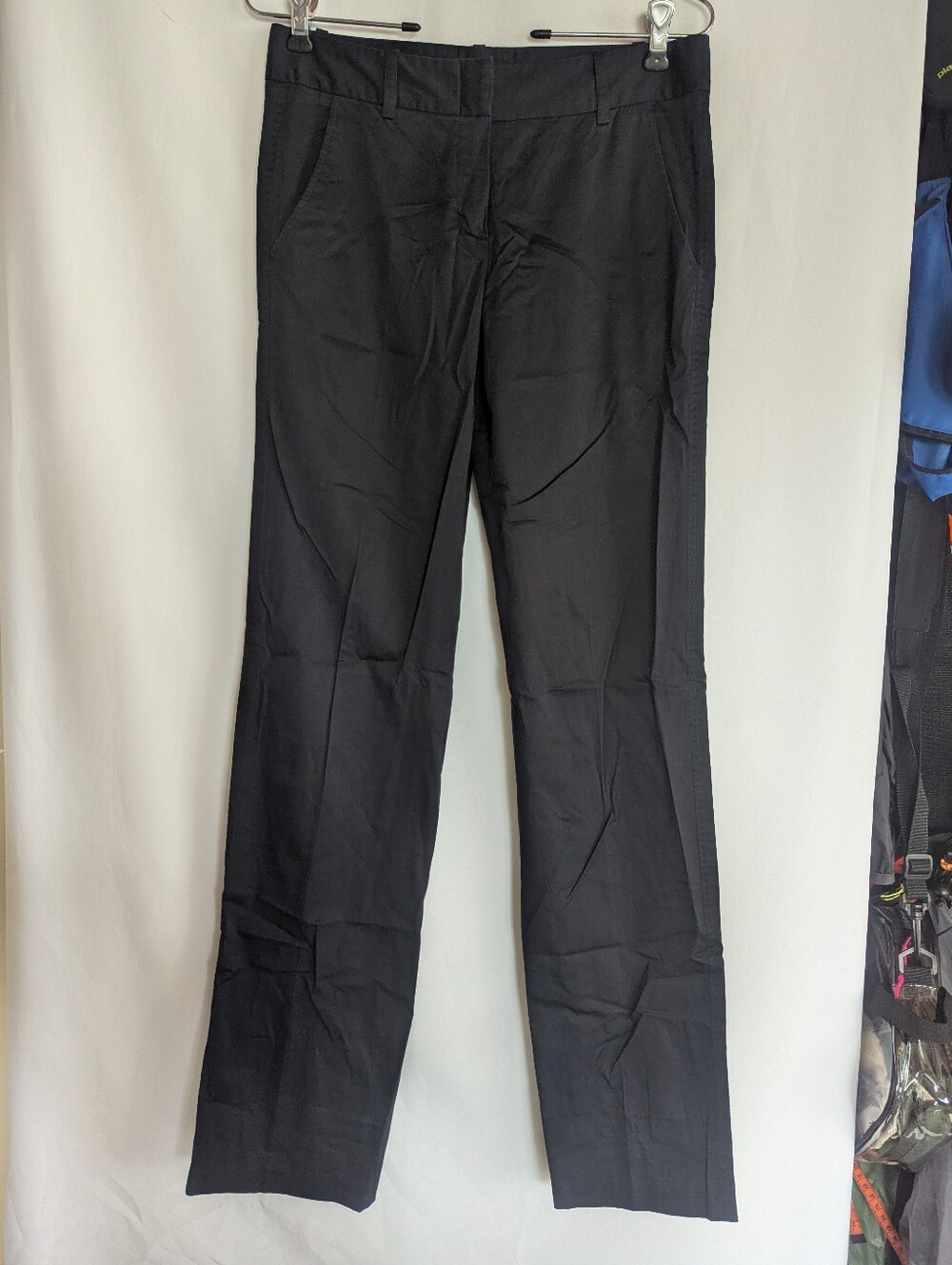 BCBGMaxAzria Women's 0 Black Straight-Leg Dress Pants Slacks Cotton Low Rise